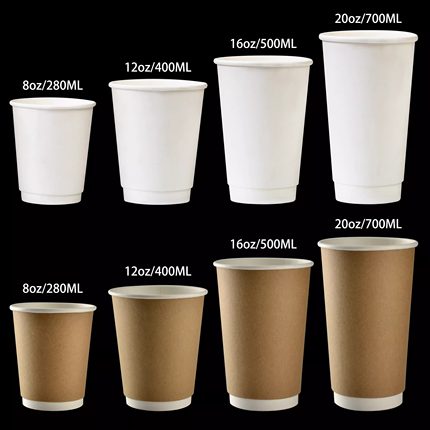 牛皮纸咖啡纸杯子双层隔热纸杯定制logo一次性加厚中空杯奶茶商用
