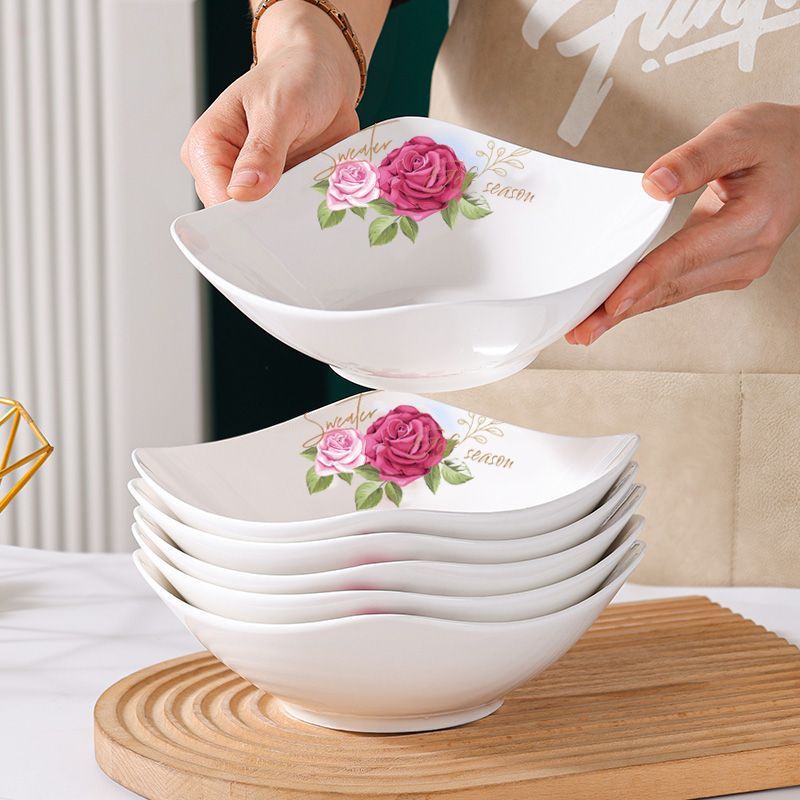 四角盘子家用菜盘陶瓷碟子餐具菜盘凉菜盘沙拉盘汤盘饭盘翘脚碗