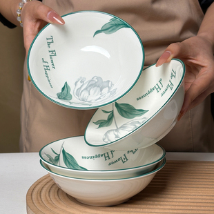 茉莉花大号面碗家用陶瓷6英寸吃面碗饭碗釉下彩高颜值泡面碗斗碗