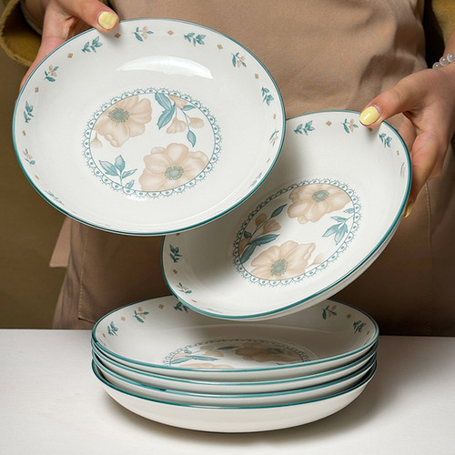 盘子家用菜盘2025新款碟子陶瓷餐具小清新7寸8寸炒菜碟子餐盘深盘