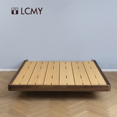 LCMY极简2黑胡桃小尺寸原木床