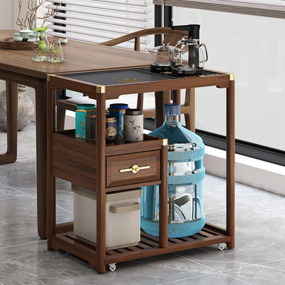 移动茶台小茶桌边柜客厅家用茶水柜实木茶几烧水泡茶一体带轮茶车