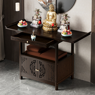 立柜财神爷神龛观音佛像供奉台关公香案台 佛龛神台家用供桌新中式