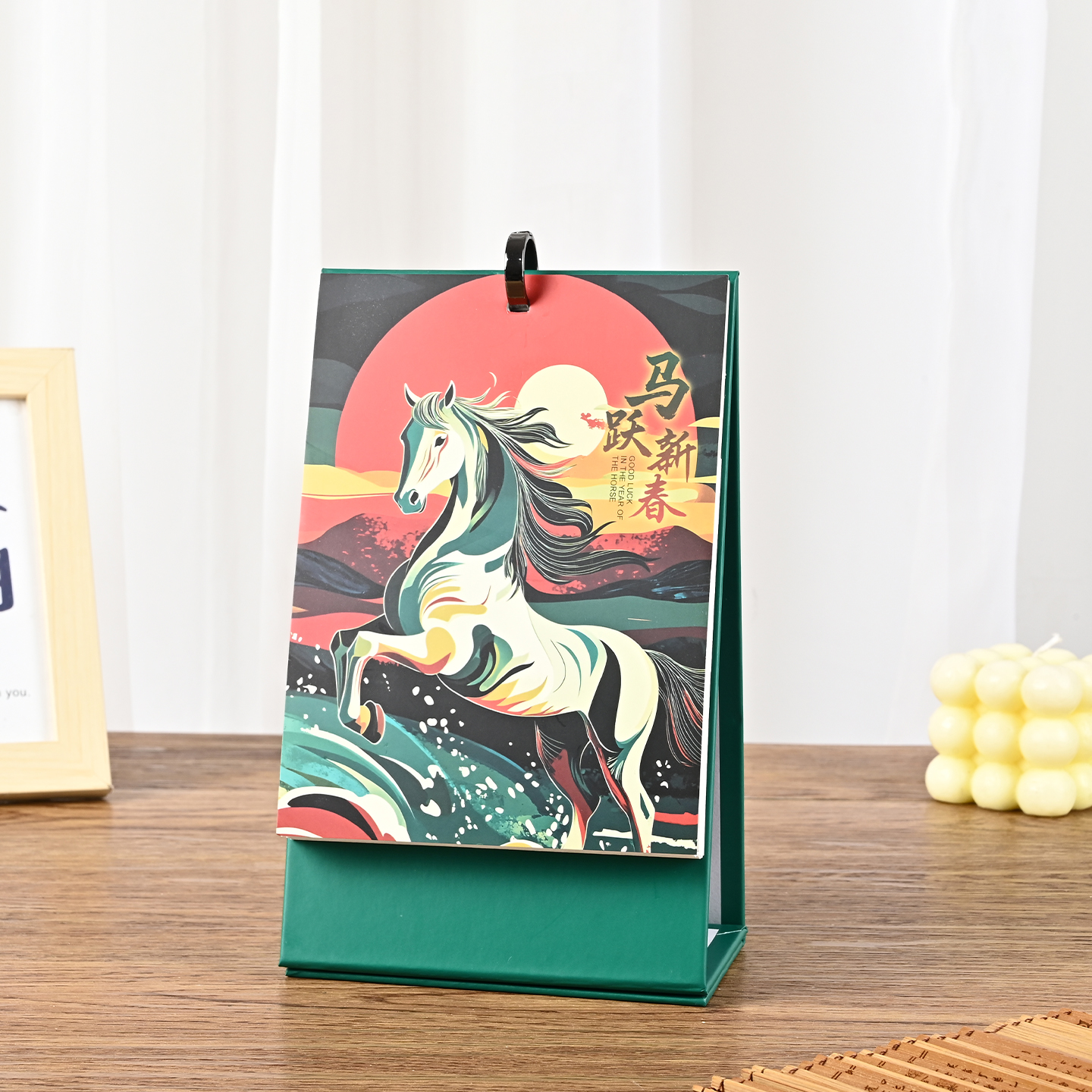 竖款高架信封口袋纸架台历2026年新款桌面定制公司企业创意摆件日历计划本办公室桌面马年月历广告工作批发