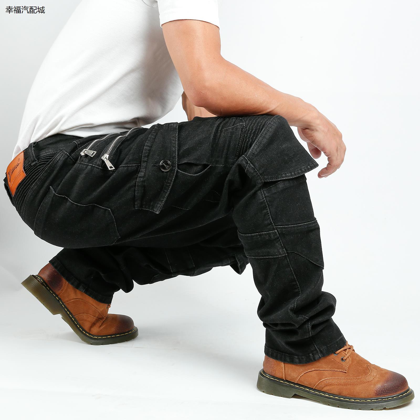 摩托车骑行夏季男防摔透气骑行牛仔裤机车赛车休闲工装裤