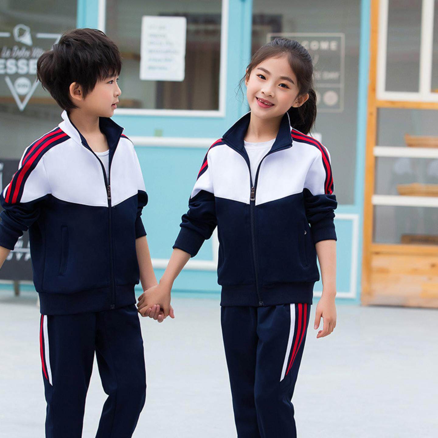 春秋款学生蓝白运动校服套装