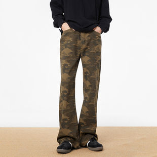 男女百搭休闲裤 URS GGON美拉德迷彩复古水洗cleanfit微喇叭牛仔裤