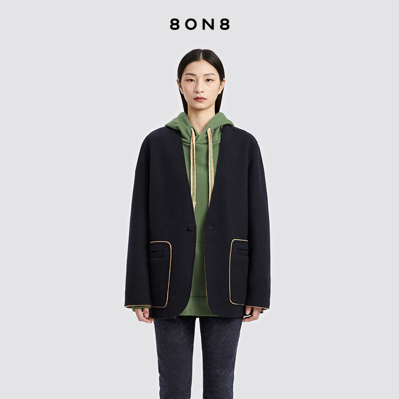 蓝棕浅蓝双面呢多色休闲西装