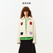 8ON8彩色小口袋羊毛外套2025冬季 新款 拼色简约休闲百搭通勤上衣女