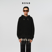 2025春季 新款 长袖 8ON8深灰格纹拼接砂洗帽衫 男女款 连帽上衣高级感