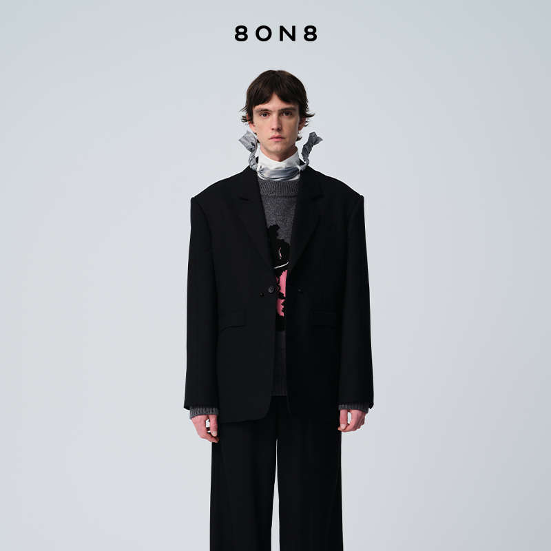 8ON8男女同款黑色迷彩西装外套