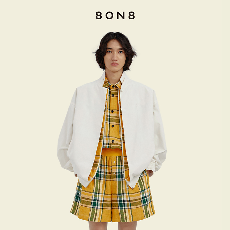 8ON8双层门襟拼格纹夹克