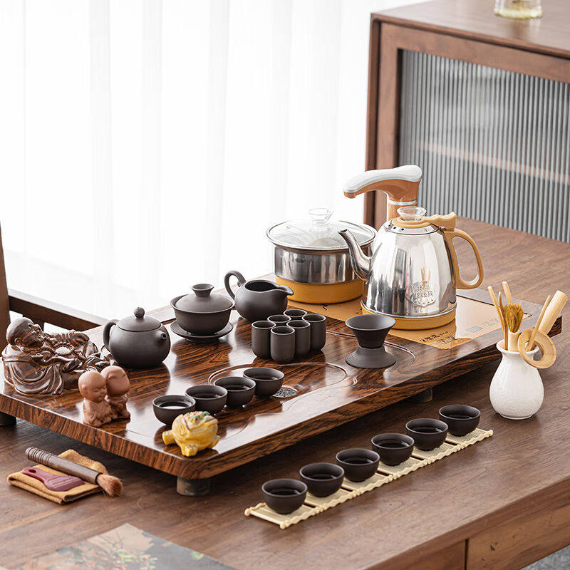言艺紫砂茶具套装家用整套陶瓷泡茶器四合一茶盘圣龙西施配笑佛弥