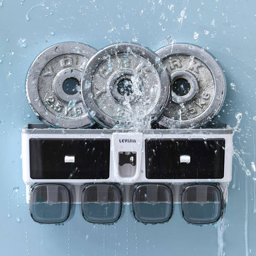 乐艺佳吸盘牙刷架漱口杯免打孔刷牙杯洗漱套装卫生间浴室置物架用