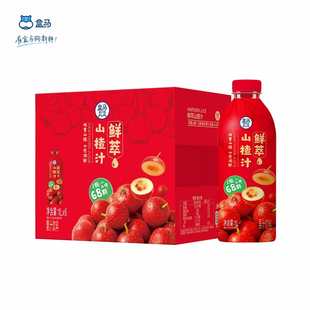 盒马鲜萃山楂汁1L*6瓶装口感浓郁酸甜开胃解腻果汁饮料礼盒整箱装