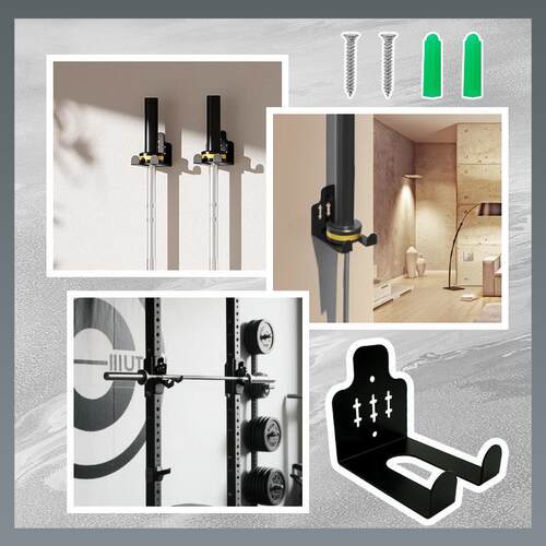 跨境2025年 Barbell Wall Holder 杠铃壁架 健身房杠铃壁挂架金属