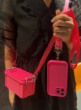 创意收纳盒箱适用opporeno13/14手机壳findx7旅游x8挂绳x5斜挎x6炸裂7小众11独特10保护9外壳a1防摔a3pro全包