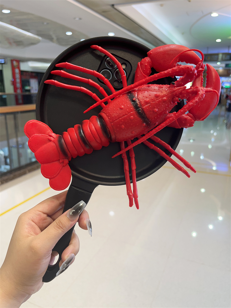 仿真大龙虾平底锅创意恶搞手机壳