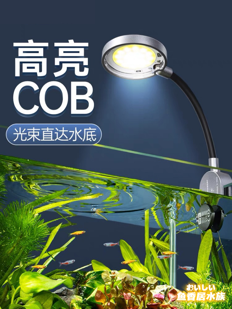 金利佳小鱼缸圆缸灯斗鱼缸灯全光谱照明水草灯COB灯带LED灯小缸夹