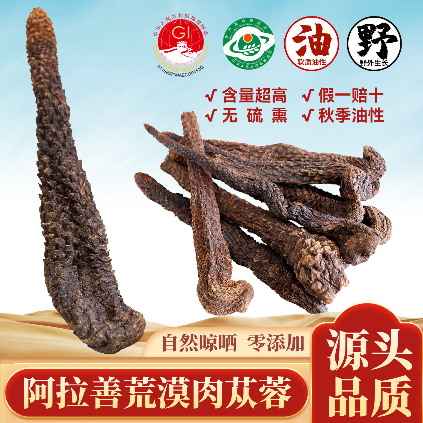 肉苁蓉阿拉善官方旗舰店内蒙古特级整根切片泡酒男性滋补正品包邮