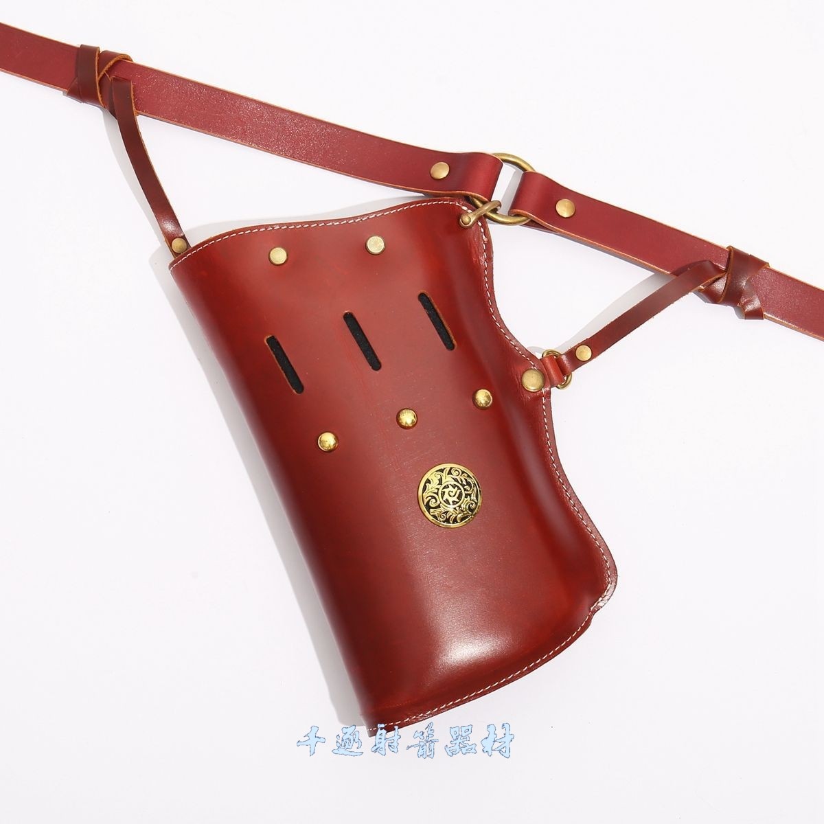 头层油蜡牛皮挤压式反向箭囊传统弓箭射箭复古骑射真皮腰胯式箭袋