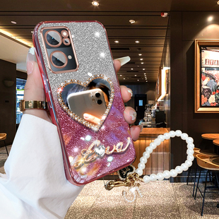 OPPOReno7手机壳高颜值女新款超薄防摔7Pro网红硅胶软壳7SE时尚保护套PFJM10个性带镜子PFDM00全包镜头PFCM00