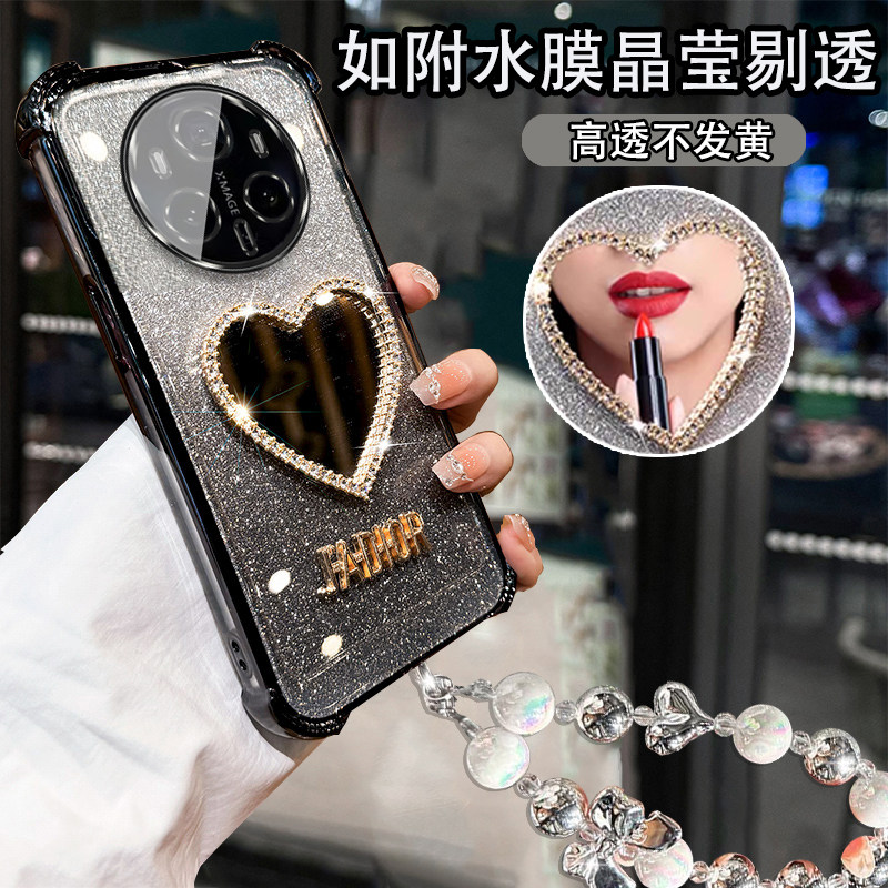适用于华为Mate80手机壳镜头全包带镜头膜mate80Pro高档镶钻女款保护套带镜子mate80Promax防摔VYG-AL00挂绳