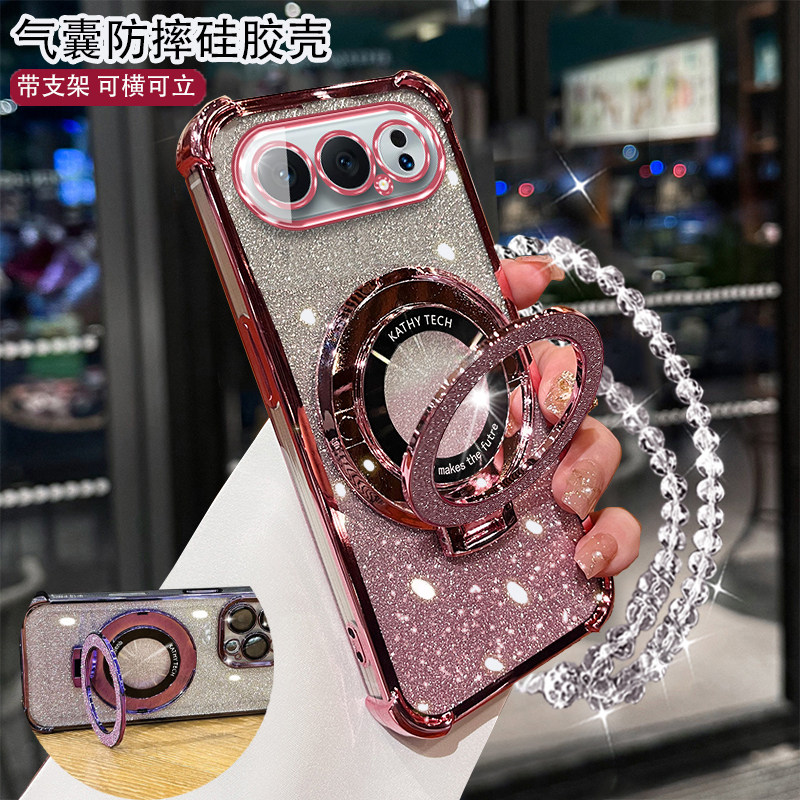 适用于华为荣耀500手机壳高档女款支架保护套荣耀500Pro气囊防摔带镜头膜MEP-AN00全包镜头MEY-AN00创意挂绳