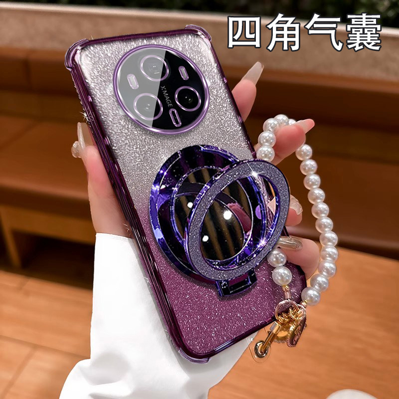 适用于华为Mate80手机壳气囊防摔带镜头膜mate80Pro高颜值镜子支架保护套mate80Promax超薄新款VYG-AL00挂绳