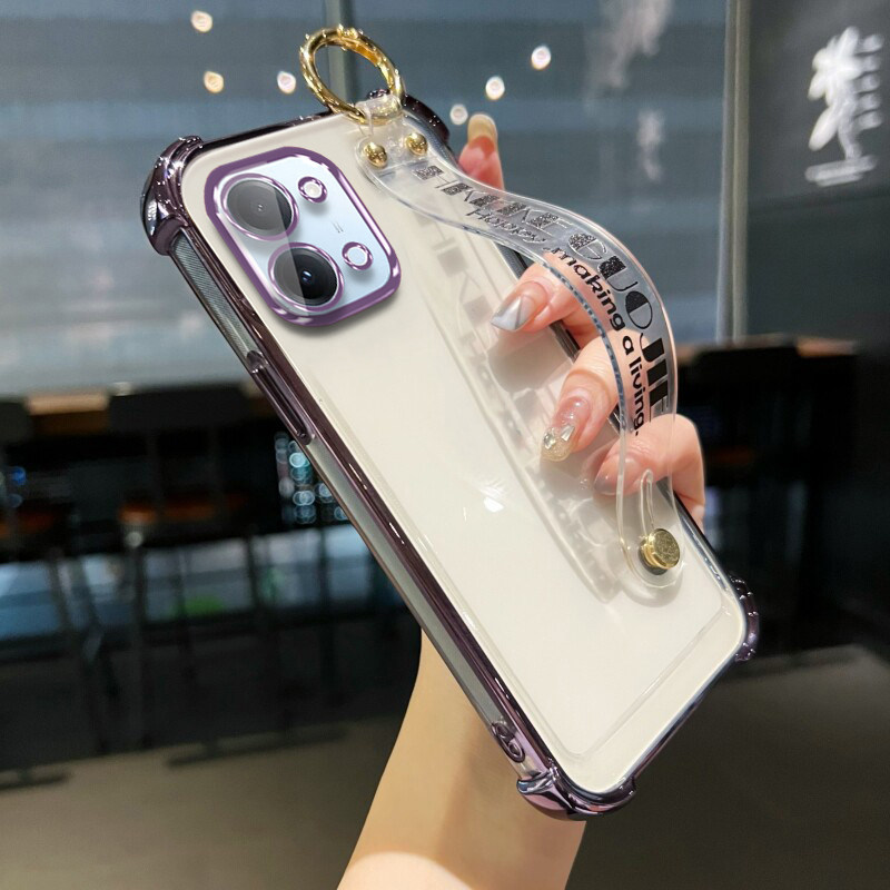 透明字母腕带适用于vivoY60手机壳高颜值女款Y500Pro四角气囊防摔Y300Pro+硅胶保护套Y200i精孔Y100Y78+Y77e