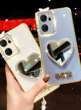 OPPOReno7手机壳女款网红reno7pro新品高档镶钻奢华PFJM10防摔硅胶保护套opreno7超薄直边软壳ren07红色新年