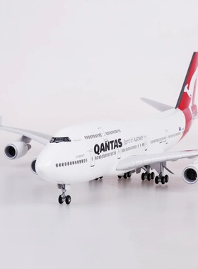 波音B747仿真飞机模型47cm带轮带灯澳大利亚航空747客机航模摆件