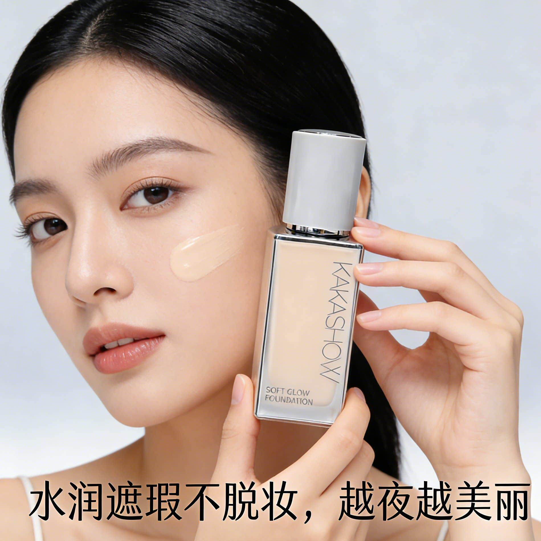 清透柔光粉雾底液妈生好皮持久不妆暇自然OMJ无哑脱光柔遮瑕油皮