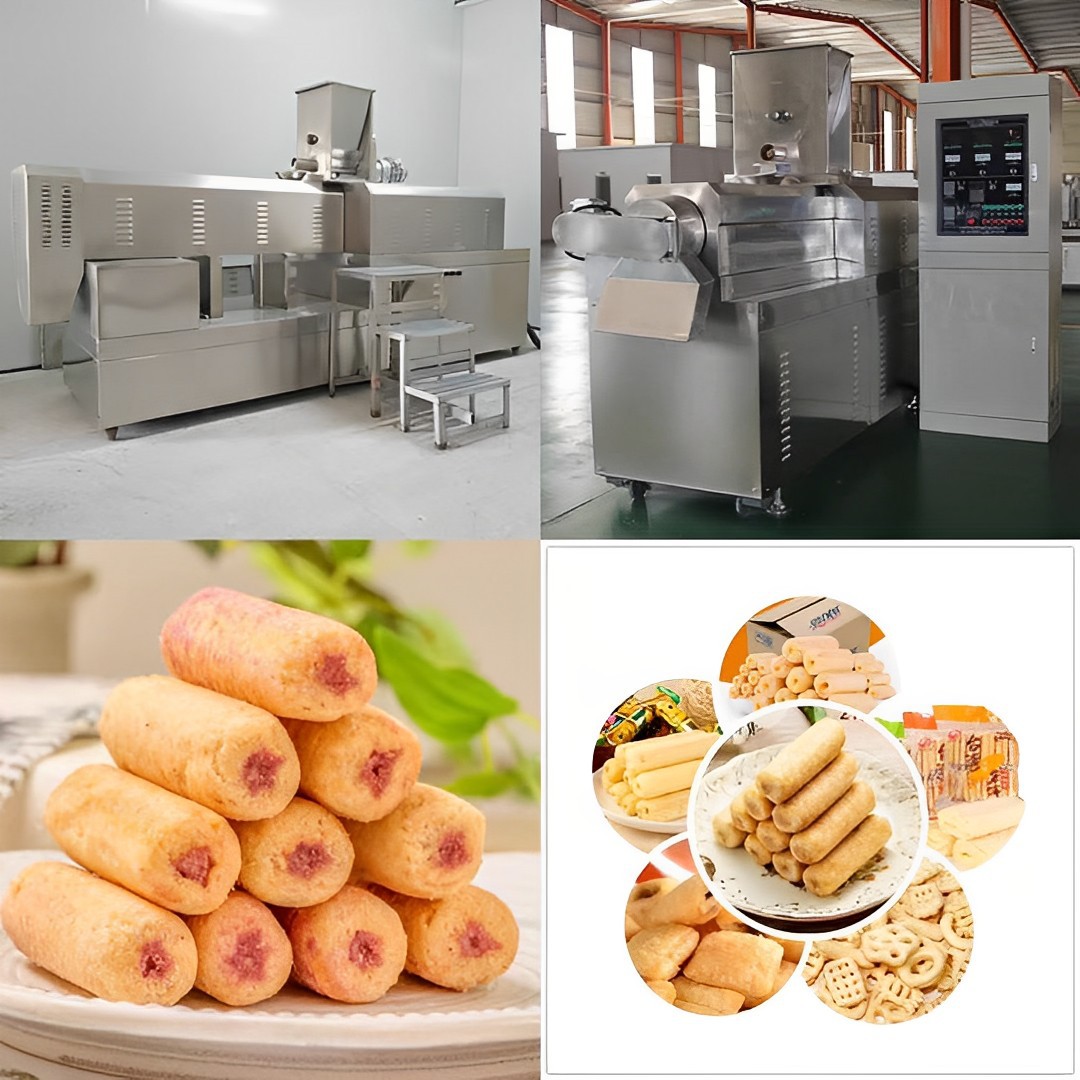 巧克力涂层夹心米果膨化机 休闲食品生产线 米果膨化机 小膨化机