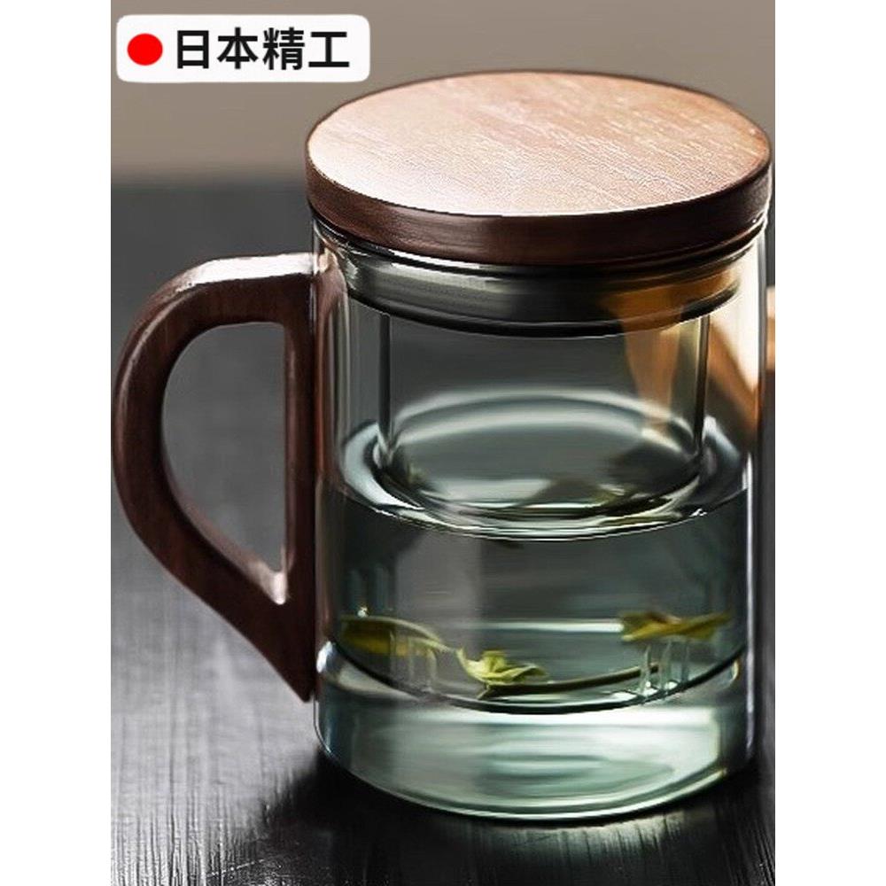 日本茶杯茶水分离高档玻璃泡茶杯个人办公室男日式过滤喝茶水杯子