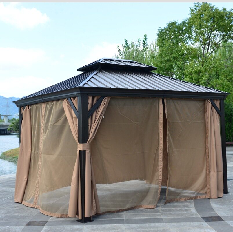 户外遮阳棚铝合金镀锌凉亭别墅庭院休闲罗马帐棚农家乐商用防雨棚