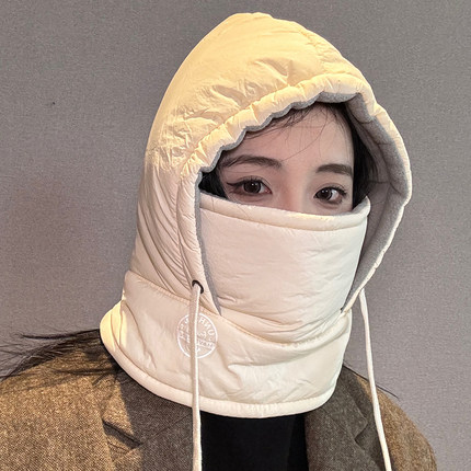骑车防风头盔内胆帽子女冬季骑电动车保暖加绒加厚防寒面罩雷锋帽