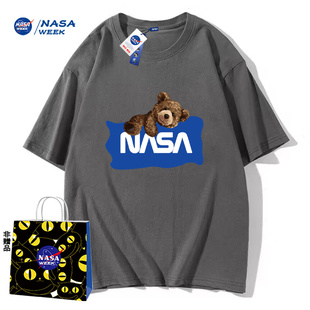 NASA WEEK官网联名款新品2024纯棉短袖t恤男女潮牌上衣情侣装T恤