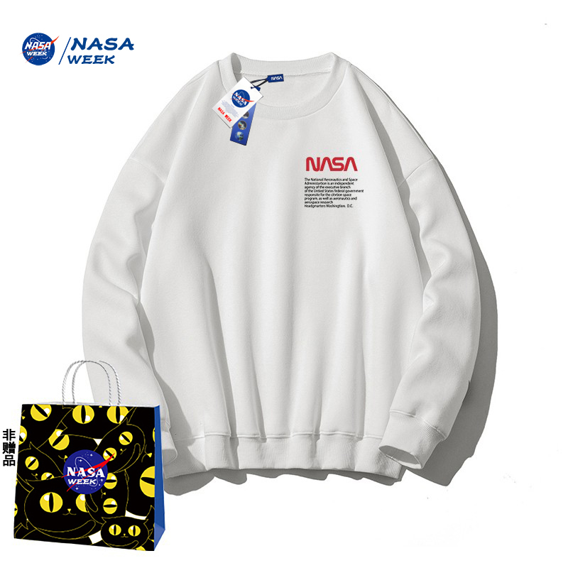 NASA WEEKMY2024圆领连帽卫衣男女潮牌宽松百搭简约秋季情侣上衣