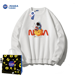 NASA WEEK2023圆领连帽卫衣男女潮牌宽松百搭简约秋季情侣上衣