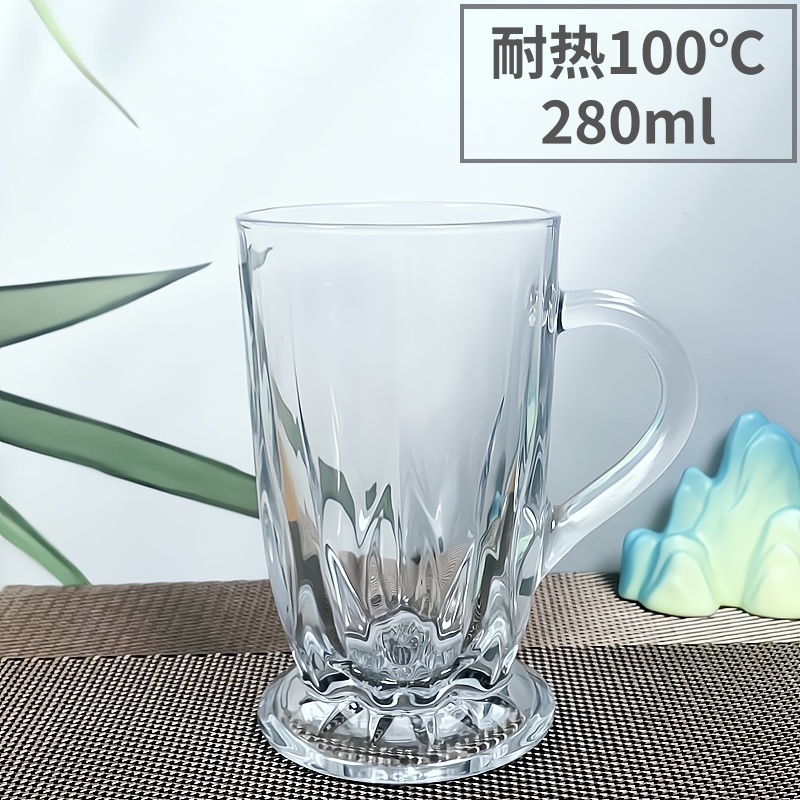 玻璃杯子家用带把开水杯办公室花茶杯牛奶杯加厚耐热玻璃杯泡茶杯