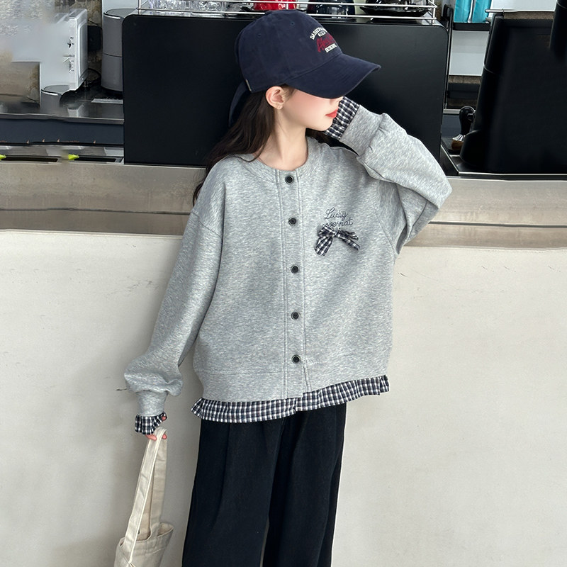女大童卫衣开衫外套秋天女孩ins风学院风初秋童装外穿新品外出服