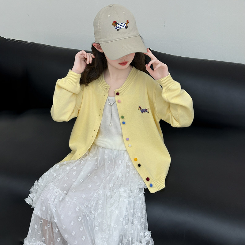 儿童卫衣开衫外套韩版女生甜美针织衫萌娃早秋春秋韩系外出服毛衣