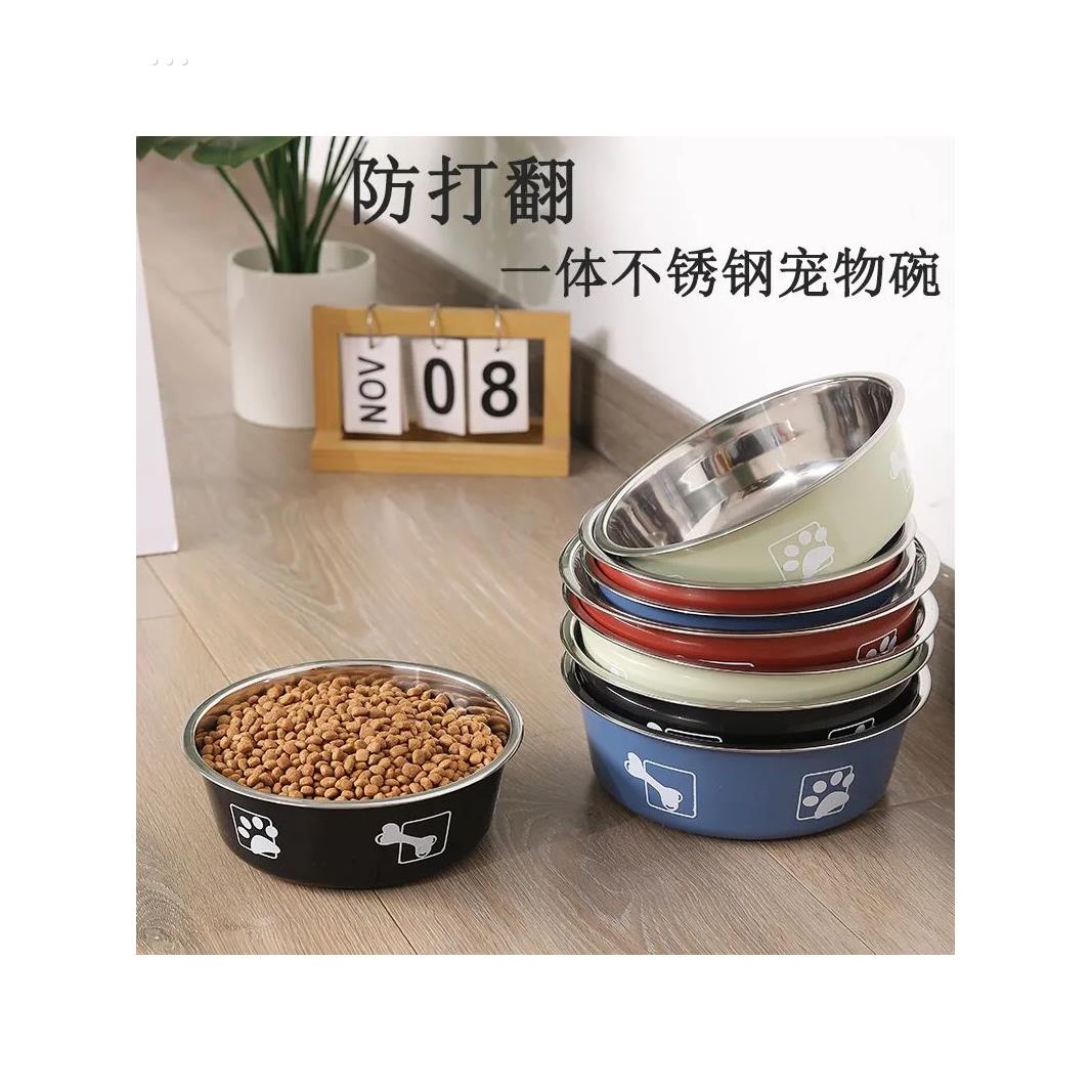 狗食盆不锈钢狗盆防滑防推翻大中小型犬饭盆双层喝水狗食宠物两用