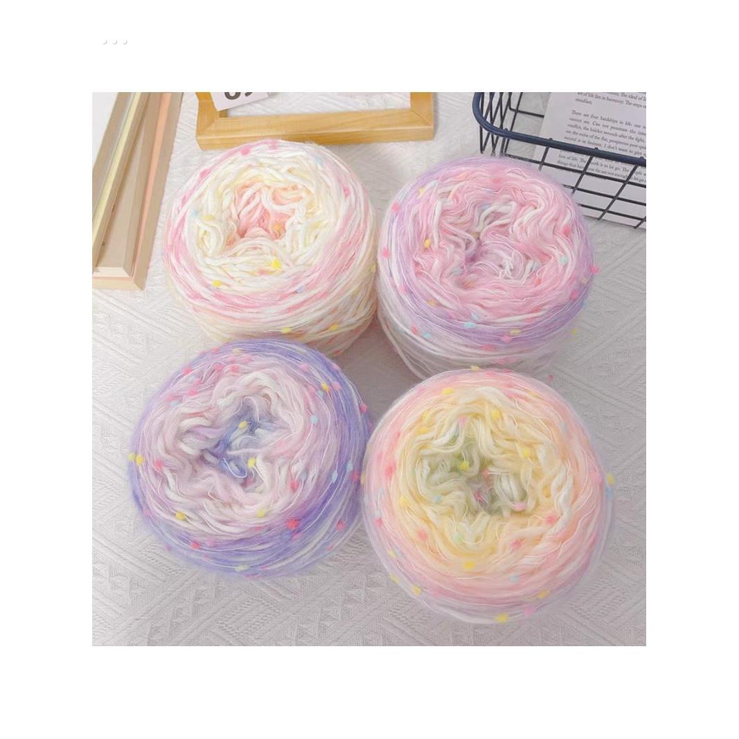 彩虹糖围巾围巾手工编织彩虹毛线团围巾毛线编织送男朋友 柔软