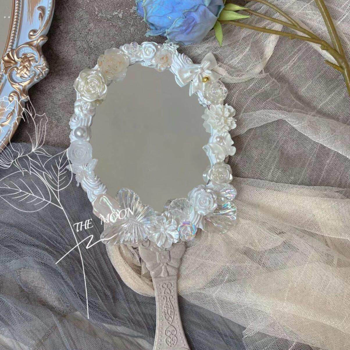 大号高颜值高级手持镜公主手持镜美容院医美专用镜子手持化妆镜子