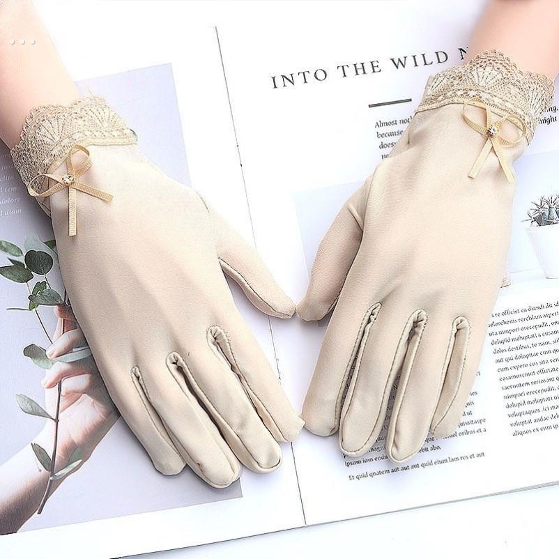 防晒手套女式薄款夏季触屏防滑司机骑电动车冰丝蕾丝短款开车骑行