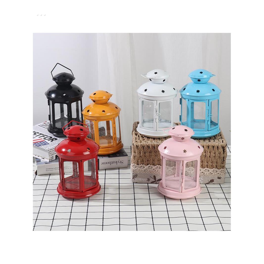 新款 铁艺风灯马灯宜院蜡改造摆件手提星星圣诞奶油胶烛台other