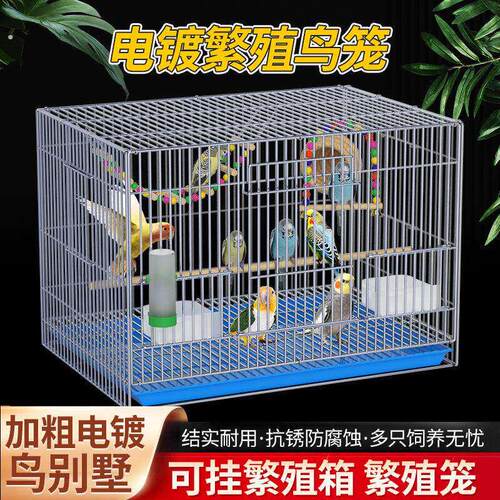 电镀鸟笼子虎皮鹦鹉别墅玄凤牡丹笼子加粗加密防锈繁殖鸟笼宠物笼