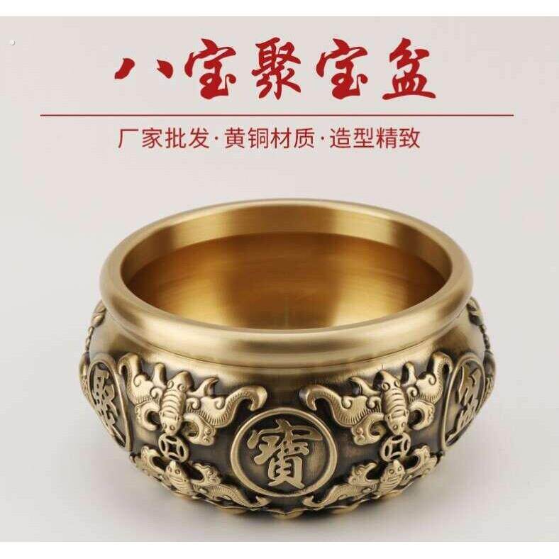 厂家 铜八福聚宝盆黄铜聚宝盆摆件家用室内办公室工艺品摆饰